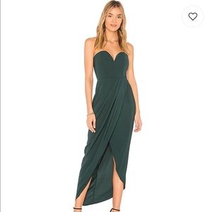 Shona Joy emerald green strapless midi dress
